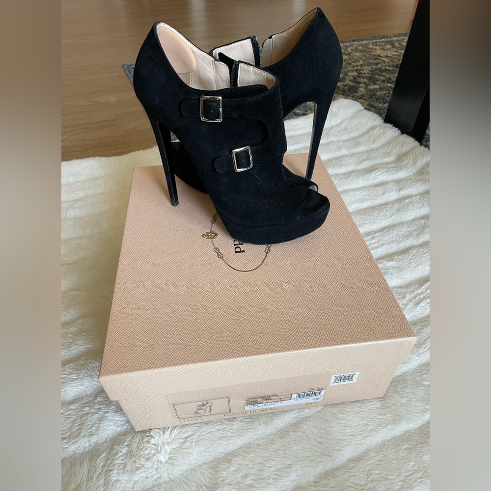Prada Black Suede Booties